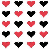 Seamless pattern of red and black hearts on white background vector
