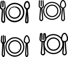 Simple, Elegant Table Setting Icons for Restaurant or Food Design vector