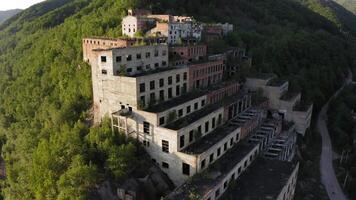 A drone view of the abandoned building of the mining and processing plant video