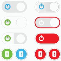 Toggle Switch Icons On Off Buttons, Power Symbols, UI Controls, Set, Digital Interface vector