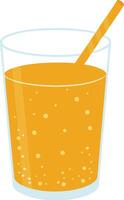 Refreshing Orange Juice in a Glass with Straw vector