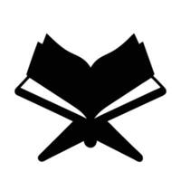 a black and white icon of a Quran with a cross on it vector