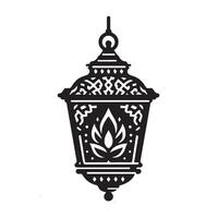 Eid al Fitr black and white illustration of a lantern vector