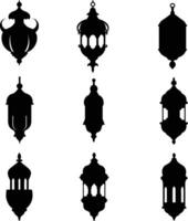 various silhouettes of different types of lantern, Ramadan and Eid vector
