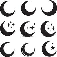 a set of crescent moon and stars icons, Ramadan and Eid vector