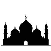 silhouette of mosque with crescent moon, Ramadan, Eid ul Fitr vector