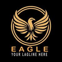 Golden flying bird logo art vector