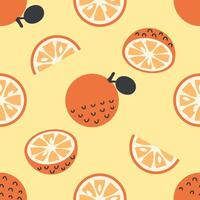 Seamless pattern with retro flat style oranges. Perfect background for card, label, textile, fabric, paper. Hand drawn illustration. vector