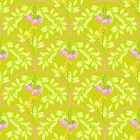 Seamless pattern of small flowers with leaves on vintage background vector