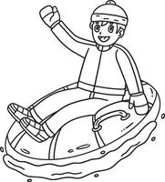 Sledding Boy Riding an Inflatable Sled Isolated vector