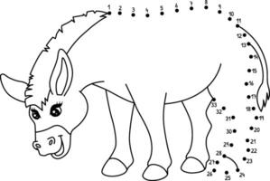 Dot to Dot Donkey Animal Isolated Coloring Page vector