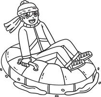 Sledding Girl Riding an Inflatable Sled Isolated vector