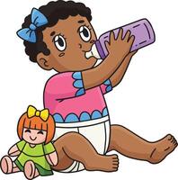 Baby Shower Baby Drinking from a Bottle Clipart vector
