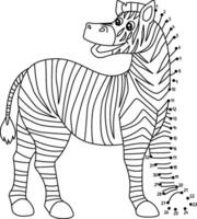 Dot to Dot Zebra Animal Isolated Coloring Page vector