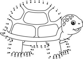 Dot to Dot Turtle Animal Isolated Coloring Page vector