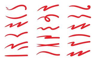 A set of red brush strokes on a white background vector