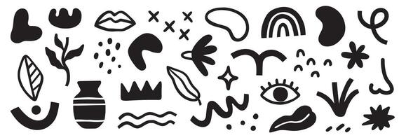 A set of black and white doodles on a white background vector