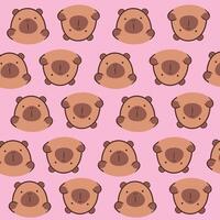 Cute capybara animal pattern illustration perfect for printing fabrics, papers or clothing Capybara kawaii pattern vector