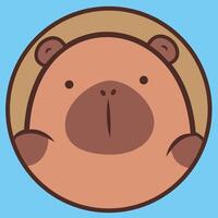 Cute capybara animal illustration on blue background Kawaii smiling capybara vector
