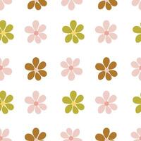 Flowers seamless pattern, simple colorful flowers pattern vector