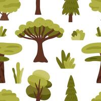 Flat summer forest seamless pattern. print on white background. vector
