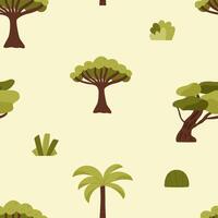 Exotic forest seamless pattern. Flat print on green background. vector
