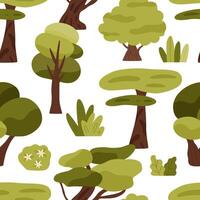Summer forest seamless pattern. Flat print on white background. vector