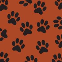 Black paw prints design on a light brown background vector