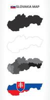 Detailed Slovakia Map Collection with Outline, Silhouette, Regions, and Flag Overlay Variations vector
