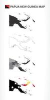 Detailed Papua New Guinea Map Collection with Outline, Silhouette, Provinces, and Flag Overlay Variations vector
