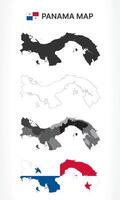 Detailed Panama Map Collection with Outline, Silhouette, Provinces, and Flag Overlay Variations vector