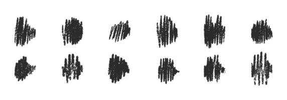 illustrations of markers, brushes and stylized thick pencil sketches. Colorful chalk strokes, pencil swirls and doodles. Hand drawn stroke dividers in a variety of patterns. vector