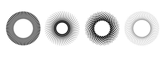Set of point concentric shapes. Circular halftone elements . halftone patterns, radio waves, sound ripple circles for banner, templates. vector
