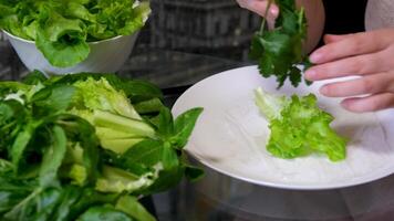 spring rolls making process step by step Spring roll with chicken or shrimps in rice paper with sweet and sour sauce close-up, cooking traditional korean chinese food. Tasty vietnamese cuisine. video