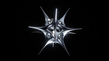 abstract chrome Turning spiked float on black background video