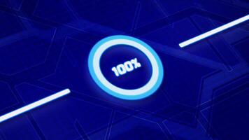Neon loading animation with realistic pixel screen style, animated glowing percentage numbers suitable for waiting scenes, game loading scenes, futuristic user interface, and HUD. video