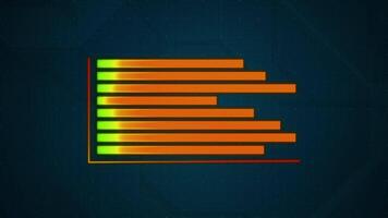 infographic animation in dark green background, animated graph bar chart suitable for hud, fui, business development, system and technology development. video