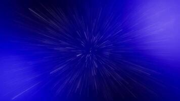 light rays animation in a dark blue gradient background, the camera flies towards an abstract tunnel of white neon light suitable for footage about space and galaxies video