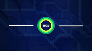 loading scene animation with 100 percent percentage in mechanical blue background suitable for game loading scene, futuristic tech background, cyberpunk concept, and retro game scene. video