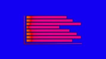 Red progress graph bar chart animation in a blue screen background, animated infographic bar is suitable for presentations about the company's financial condition and business development. video
