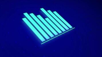 Blue graph chart up and down animation with grid background, animated glowing graph bar suitable for motion graphics about business, corporations, market analysis, financial reports and sales trends. video