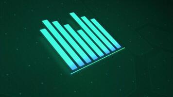 Business data visual animation in dark green background, animated futuristic digital graph bar suitable for financial reports, business development, corporate growing and stable income. video