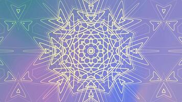Abstract Mandala Design on a Delicate Gradient Background, A captivating abstract mandala design, featuring intricate, repeating patterns in pale yellow lines. video