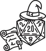 Dice board game character. Fantasy wargame. Stock 20-sided tabletop icon vector