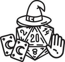 DND Dice Rpg board game character. Fantasy icosahedron wargame. 20-sided tabletop icon vector