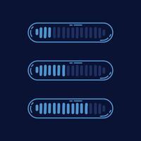 Blue loading bar on dark background. Doodle progress element. Hand drawn sketch. vector