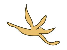Minimalist Illustration of a Banana Peel Isolated on White Background. Simple Hand-Drawn Style of Organic Waste. Concept of Trash, Food Scraps, Recycling, Composting, and Slippery Hazard vector