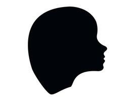 Minimalist Black Outline of Human Woman Face Profile Isolated on White Background. Head of girl. Concept of Identity, Simplicity, Graphic Design, Icon, Kid Creative Illustration, Abstract Form. Print vector