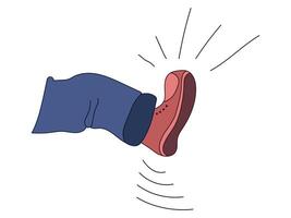 Illustration of a Foot in a Red Shoe Kicking Isolated on White Background. Concept of Movement, Action, Dynamic Gesture, Graphic Design Element, Force, Violence, Aggression, Motivation, kick, Energy vector