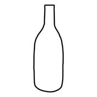 Black outline of glass Wine Bottle Isolated on White Background. Concept of Wine Art, Alcohol Beverage Icon, Beer Bottle, Minimalist Design, Elegant Drink, Graphic Element for Print vector